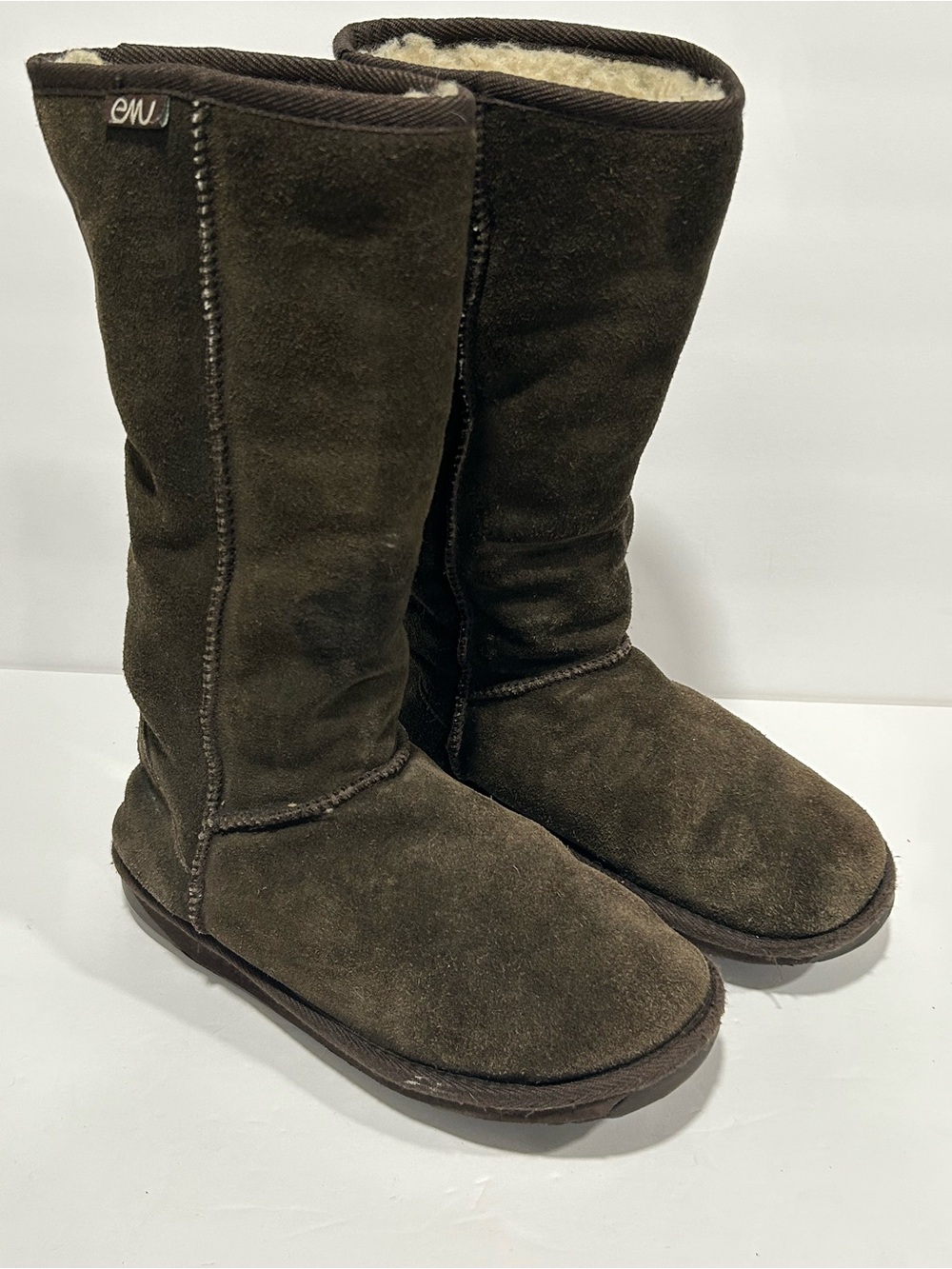 EMU Australia Bronte Hi Boots Women Size 6 Brown Suede Tall Shearling Wool